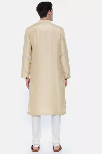 Drape Silk Linen Beige Kurta Set
