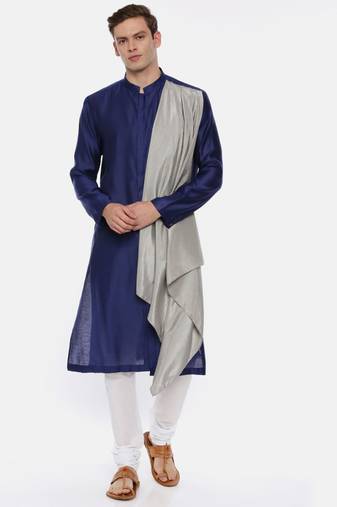 Blue Grey Drape Kurta Set