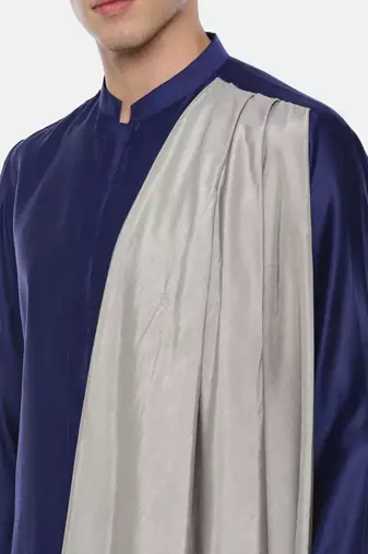 Blue Grey Drape Kurta Set