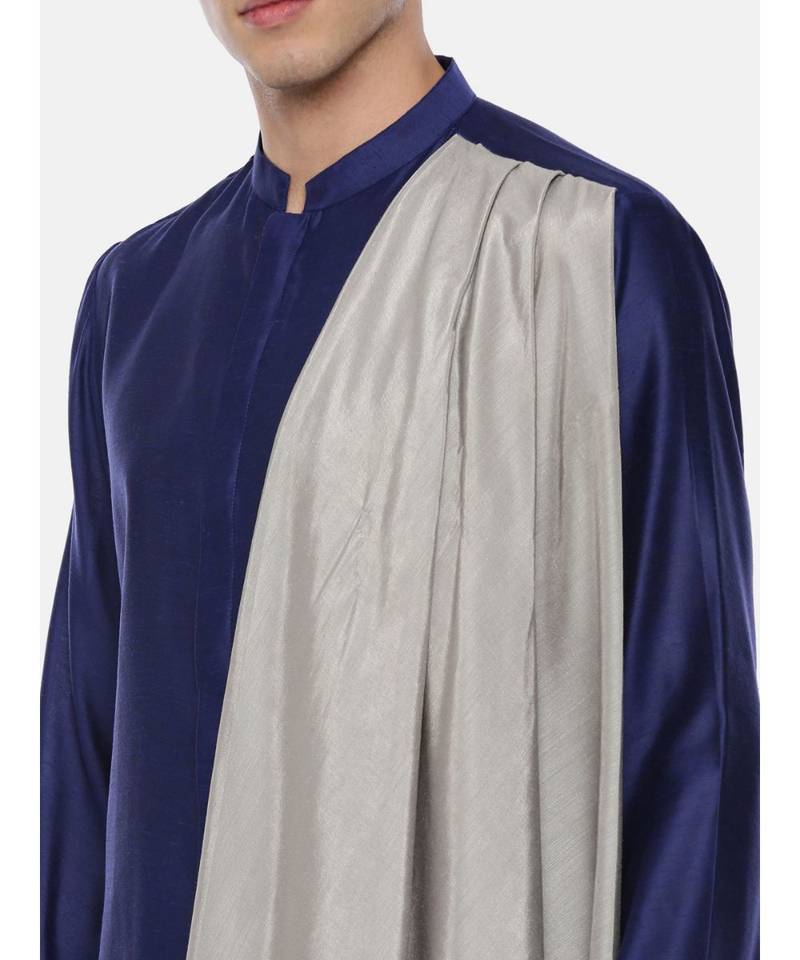 Blue Grey Drape Kurta Set