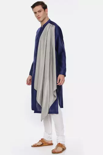 Blue Grey Drape Kurta Set