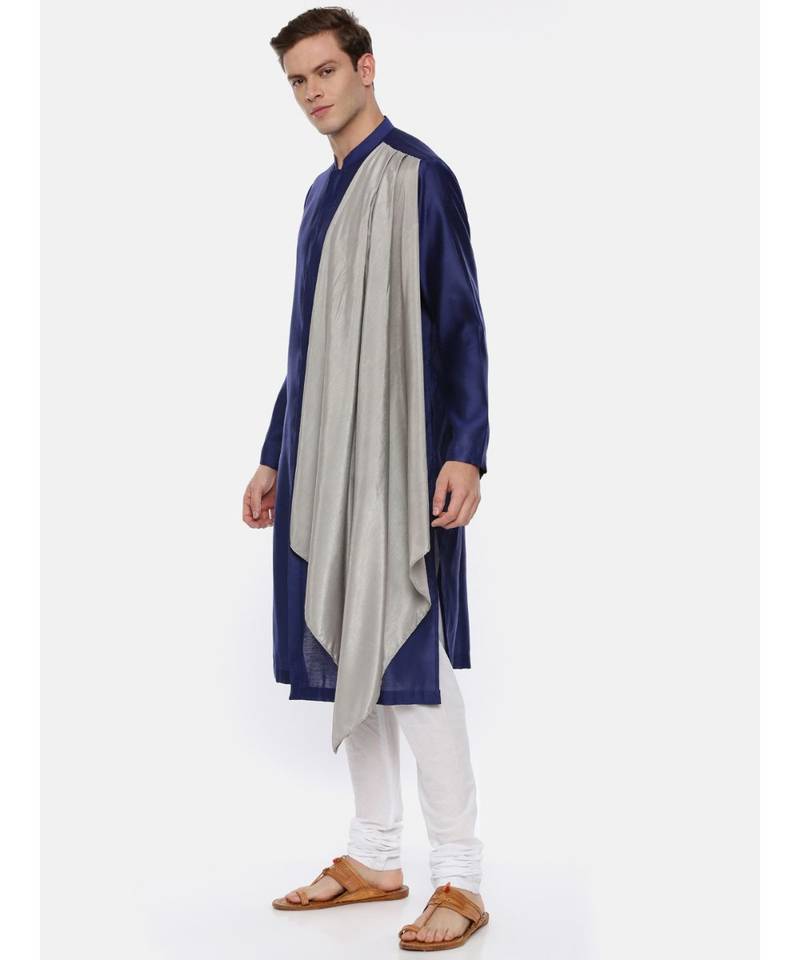 Blue Grey Drape Kurta Set