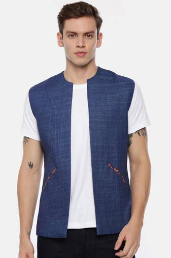 Short Open Linen Denim Jacket