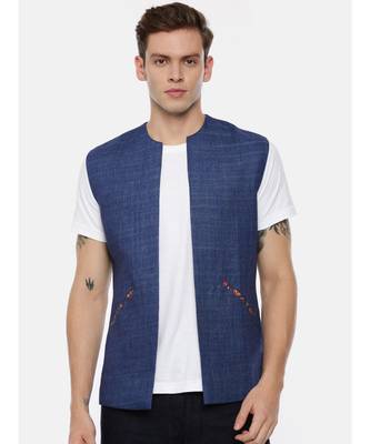 Short Open Linen Denim Jacket 1
