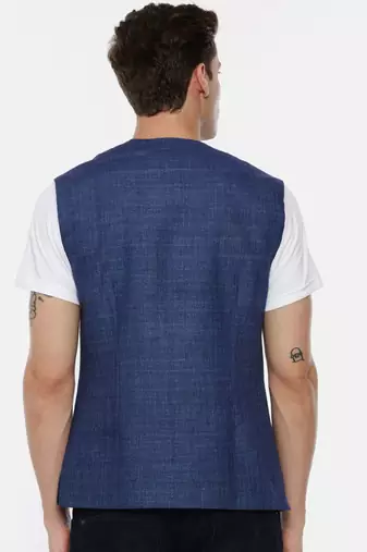 Short Open Linen Denim Jacket