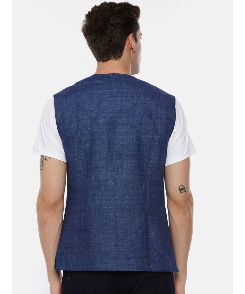 Short Open Linen Denim Jacket