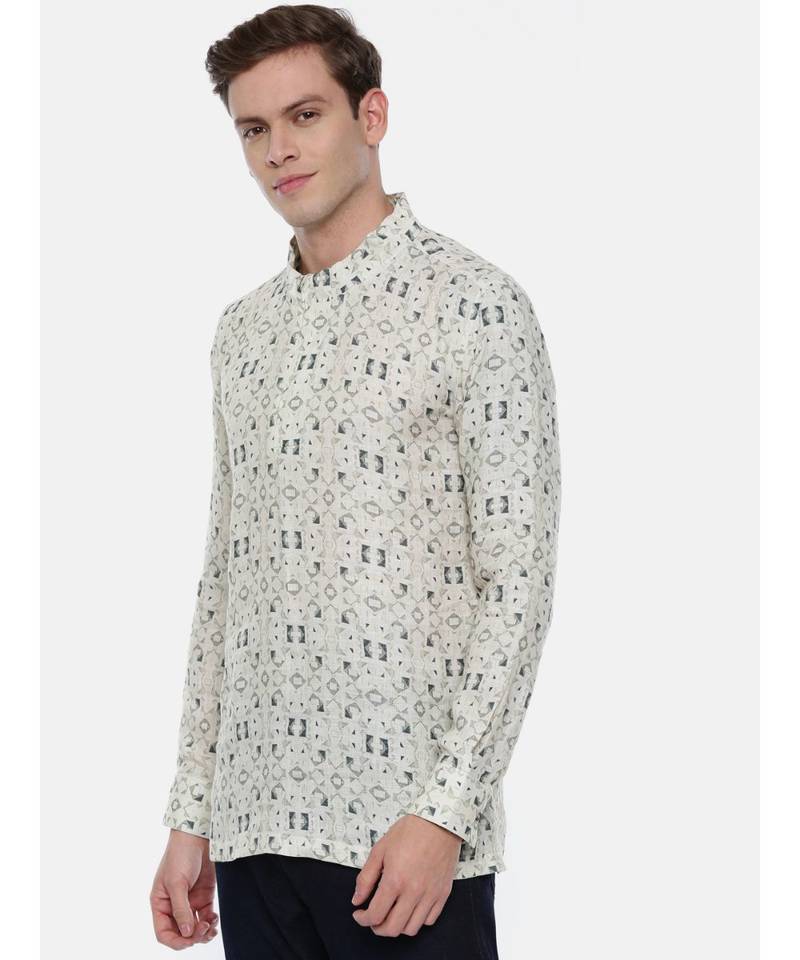 Linen Short Kurta With Zipper Detail