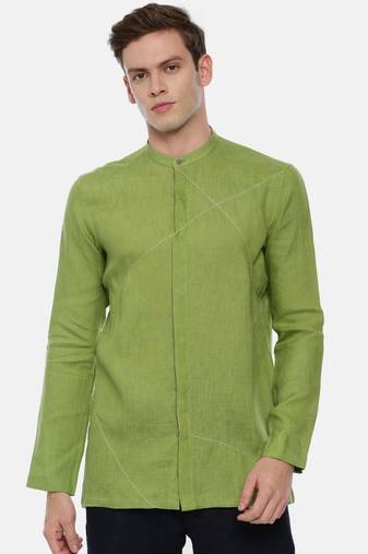 Green Linen Short Kurta