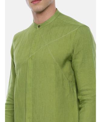 Green Linen Short Kurta 2