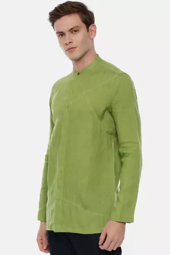 Green Linen Short Kurta