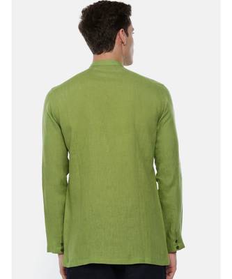 Green Linen Short Kurta 4