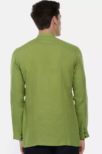 Green Linen Short Kurta