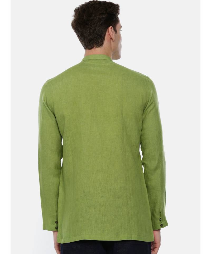 Green Linen Short Kurta