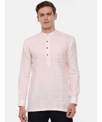 Baby Pink Linen Short Kurta 1