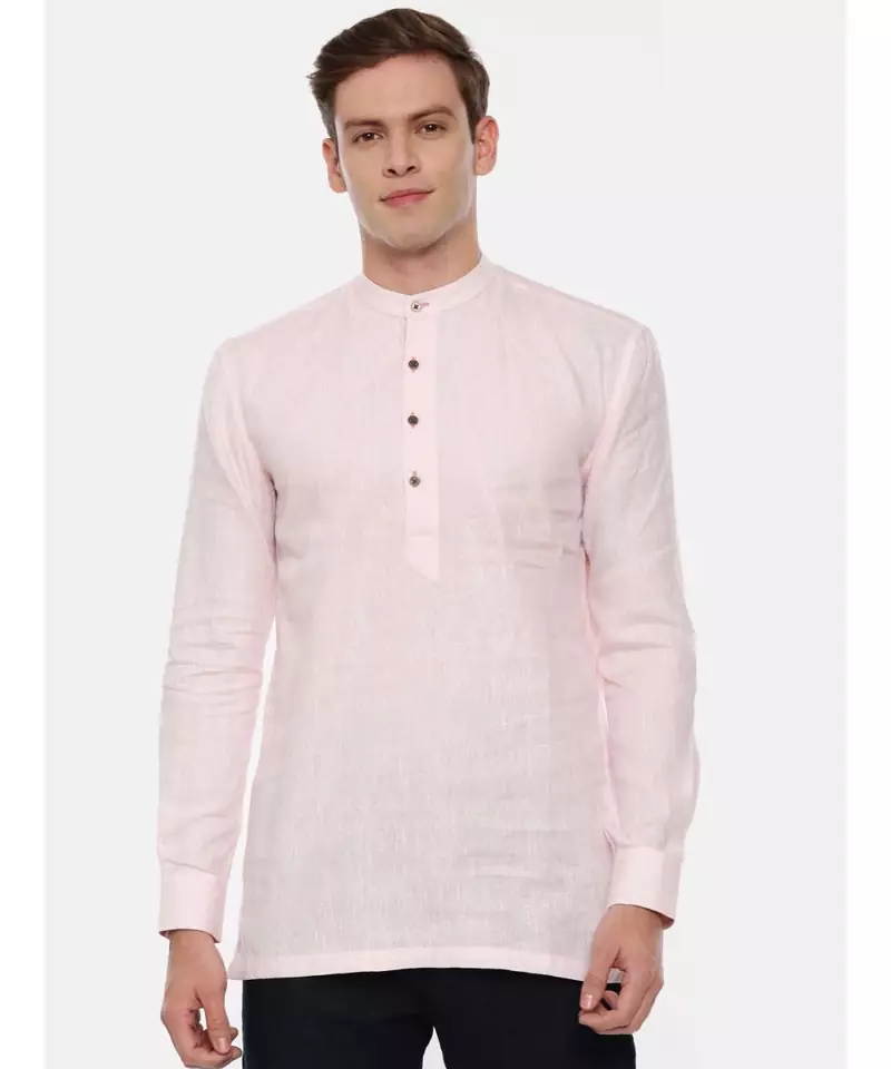 Baby Pink Linen Short Kurta