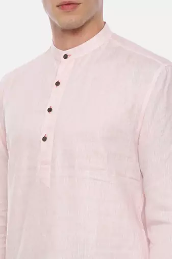 Baby Pink Linen Short Kurta