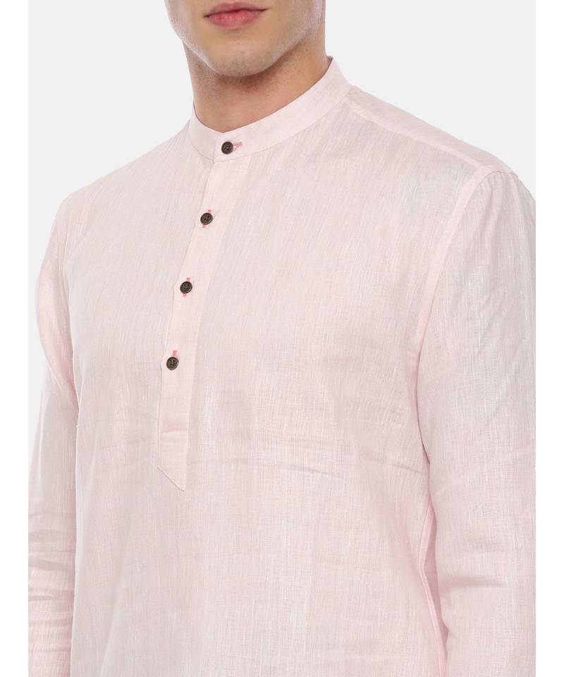 Baby Pink Linen Short Kurta