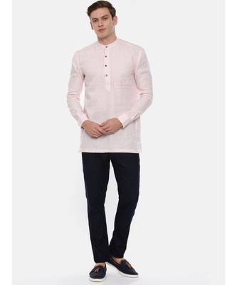 Baby Pink Linen Short Kurta 5