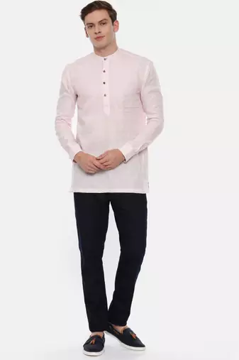 Baby Pink Linen Short Kurta