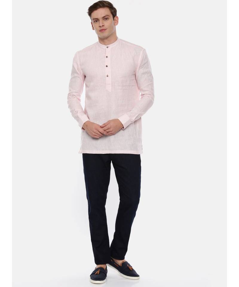 Baby Pink Linen Short Kurta