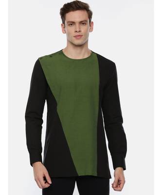 Green Black Cotton Short Kurta 1