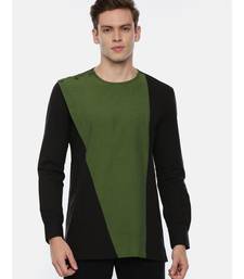 Green Black Cotton Short Kurta