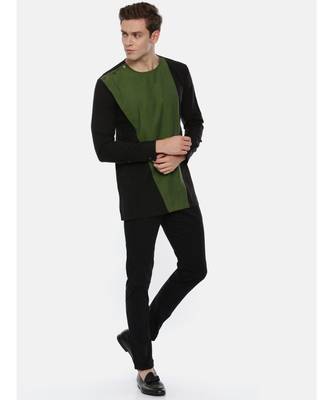 Green Black Cotton Short Kurta 5