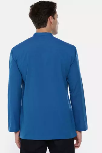 Blue Cotton Cut Away Short Kurta