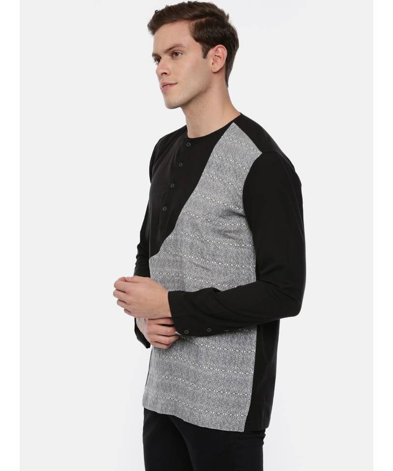 Grey Back Linen Short Kurta