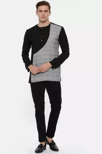 Grey Back Linen Short Kurta