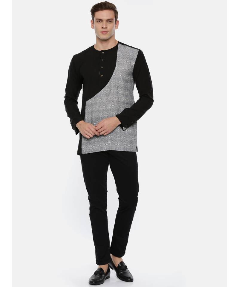 Grey Back Linen Short Kurta