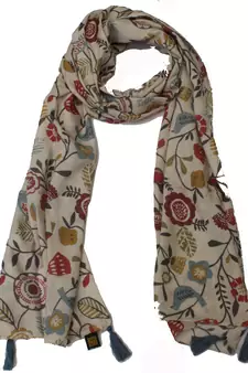 DesiButik Beautiful Cream Muslin Fabric Digitally Printed Scarf