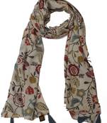 DesiButik Beautiful Cream Muslin Fabric Digitally Printed Scarf
