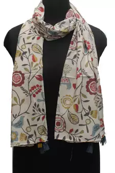 DesiButik Beautiful Cream Muslin Fabric Digitally Printed Scarf