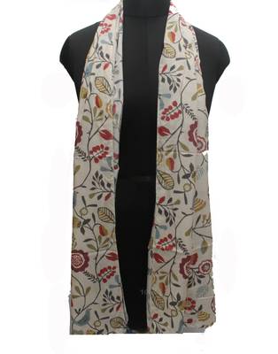 DesiButik Beautiful Cream Muslin Fabric Digitally Printed Scarf 4