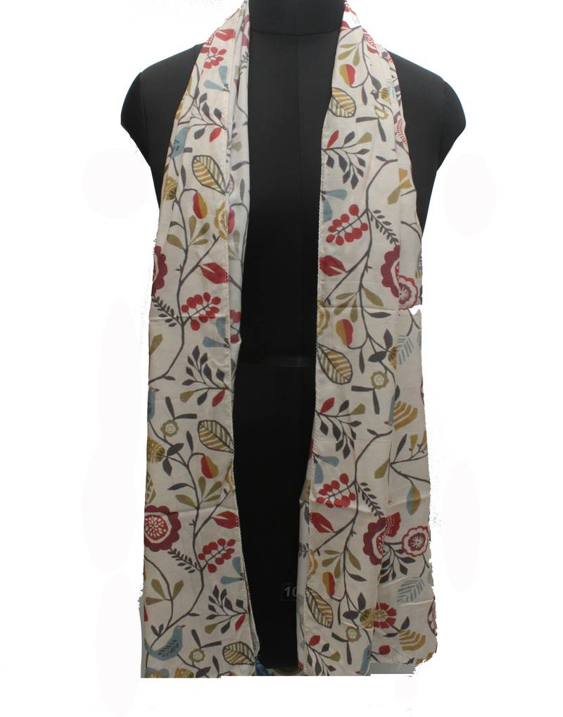 DesiButik Beautiful Cream Muslin Fabric Digitally Printed Scarf