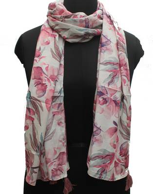DesiButik Enchanting Multicolor Muslin Fabric Digitally Printed Scarf 2