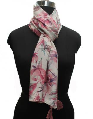 DesiButik Enchanting Multicolor Muslin Fabric Digitally Printed Scarf 3