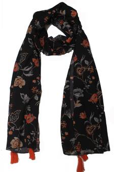 DesiButik Pleasing Black Muslin Fabric Digitally Printed Scarf