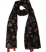 DesiButik Pleasing Black Muslin Fabric Digitally Printed Scarf