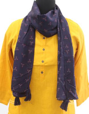 DesiButik Charming Blue  Muslin Fabric Digitally Printed Scarf 1
