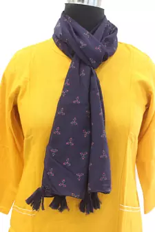 DesiButik Charming Blue  Muslin Fabric Digitally Printed Scarf