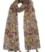 DesiButik Lovely Cream Modal Satin Fabric Digitally Printed Scarf