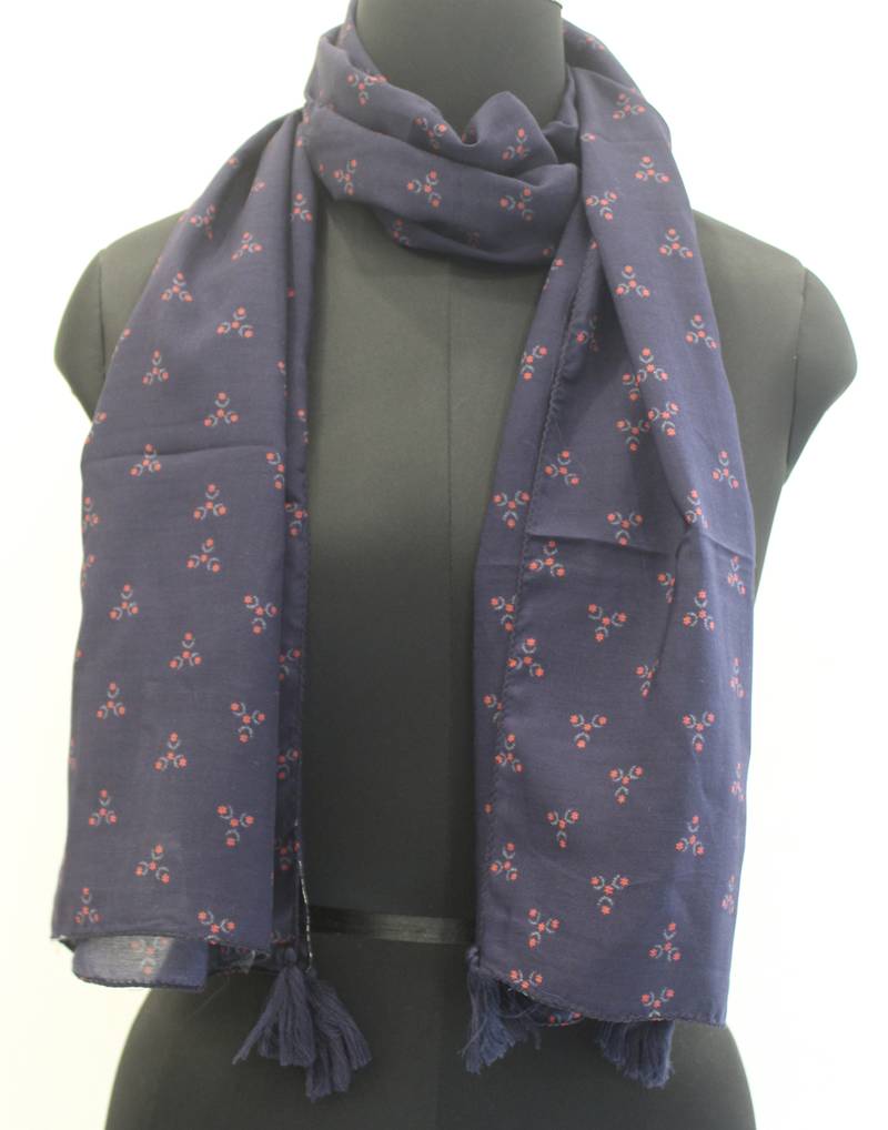 DesiButik Stunning Blue  Modal Satin Fabric Digitally Printed Scarf