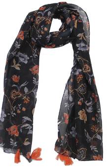 DesiButik Glamorous Black Modal Satin Fabric Digitally Printed Scarf