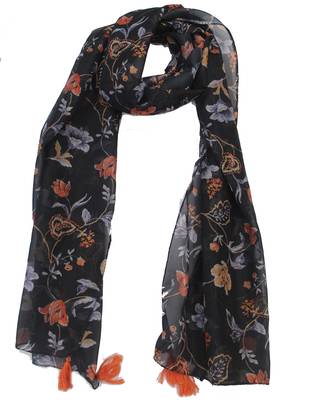 DesiButik Glamorous Black Modal Satin Fabric Digitally Printed Scarf 1