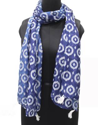 DesiButik Lavishing Blue  Modal Satin Fabric Digitally Printed Scarf 2