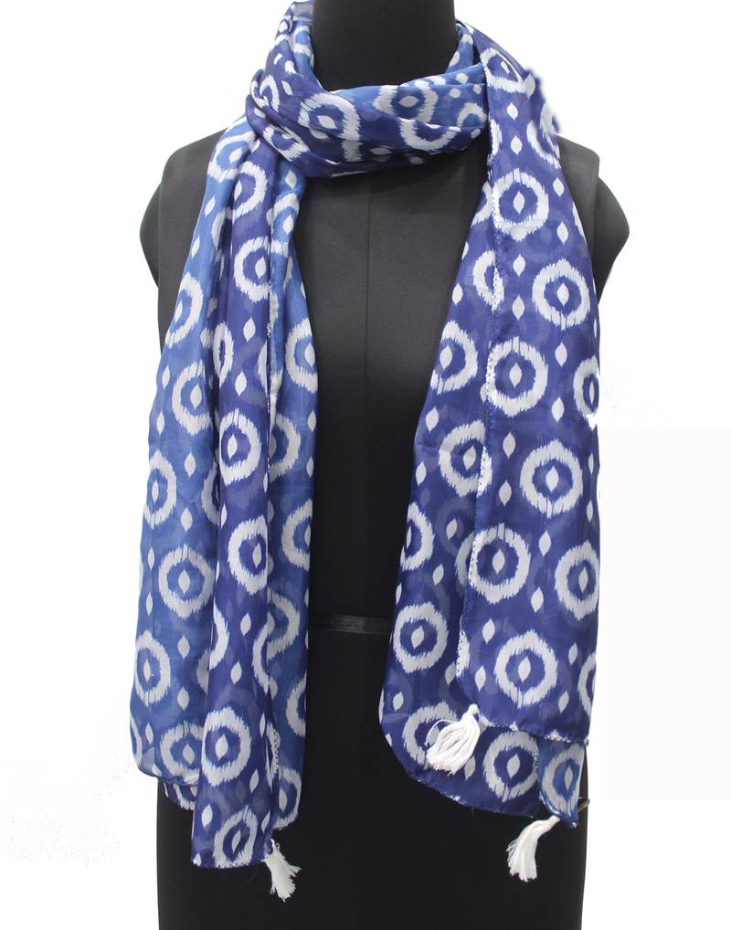 DesiButik Lavishing Blue  Modal Satin Fabric Digitally Printed Scarf