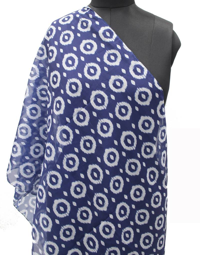 DesiButik Lavishing Blue  Modal Satin Fabric Digitally Printed Scarf