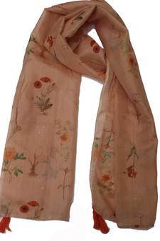 DesiButik Pleasing Peach  Modal Satin Fabric Digitally Printed Scarf